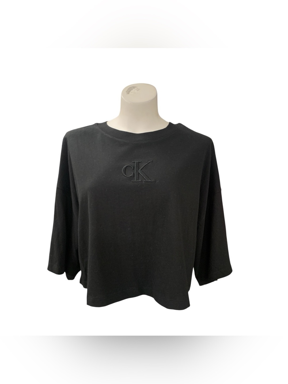 Calvin Klein Black Cropped Logo Sweatshirt Size L
